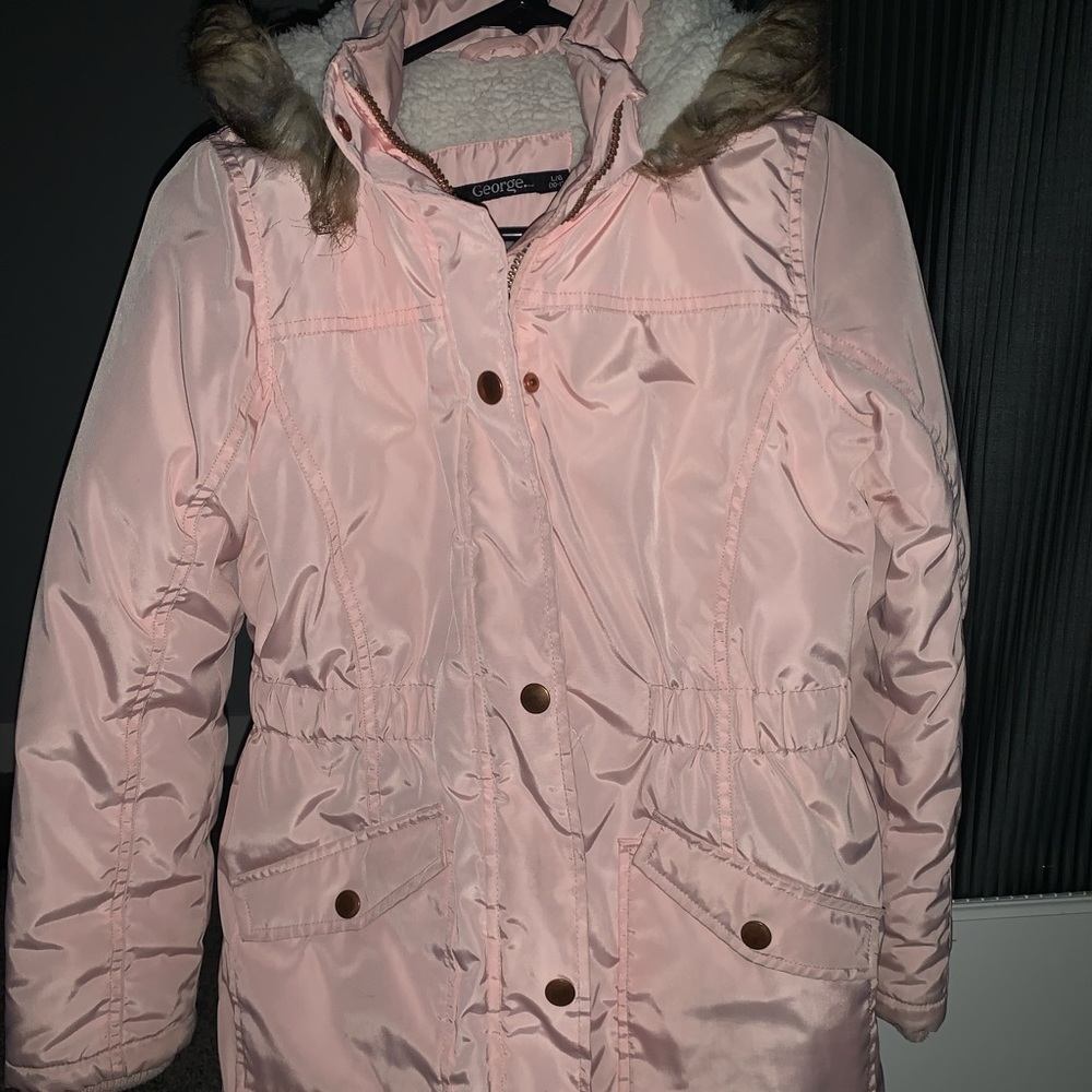 Light pink thigh length jacket size kids 10-12